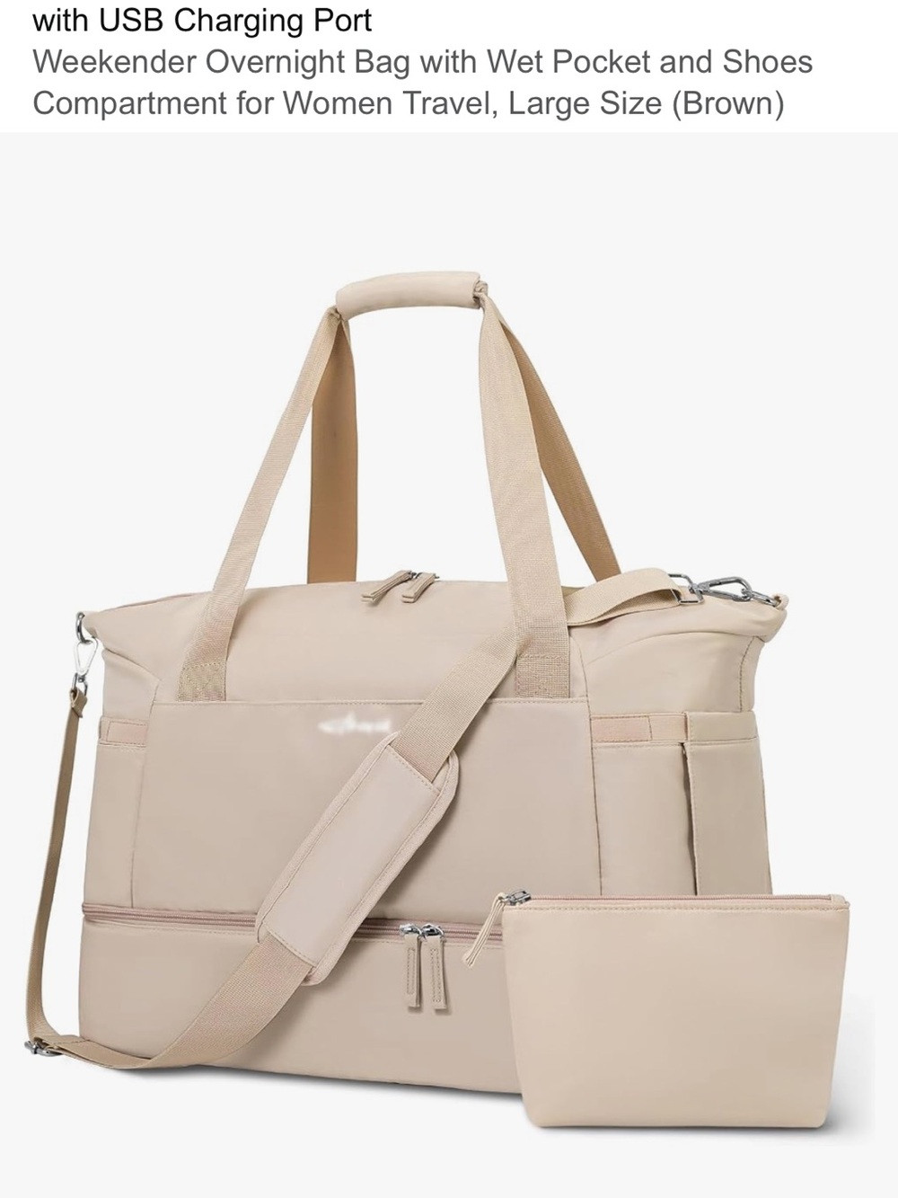 Womenโs Weekend Travel Tote Bag - Beige